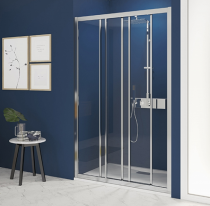 Porte coulissante Smart Express 2V 90cm verre transparent profilés Chromé - KINEDO Réf. PA1961CTNE