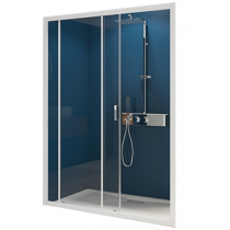 Porte coulissante Smart Express C 110cm verre transparent profilés Blanc - KINEDO Réf. PA1912BTNE