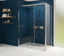 Porte coulissante Smart Express C 120cm verre transparent profilés Chromé - KINEDO Réf. PA1913CTNE