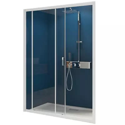 Porte coulissante Smart Express C 90cm verre transparent profil�s Blanc - KINEDO R�f. PA1910BTNE