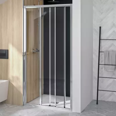 Porte coulissante Supra 3V 120cm profil� Chrom� verre Transparent - KINEDO R�f. PA1553CTN