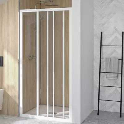 Porte coulissante Supra 3V 80cm profil� Blanc verre Transparent - KINEDO R�f. PA1550BTN