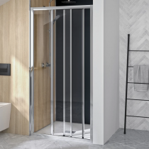 Porte coulissante Supra 3V 90cm profilé Chromé verre Transparent - KINEDO Réf. PA1551CTN