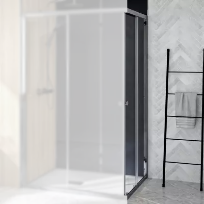 Porte coulissante Supra Angle Droite 120cm profil� Chrom� verre Transparent - KINEDO R�f. PA1584CTND