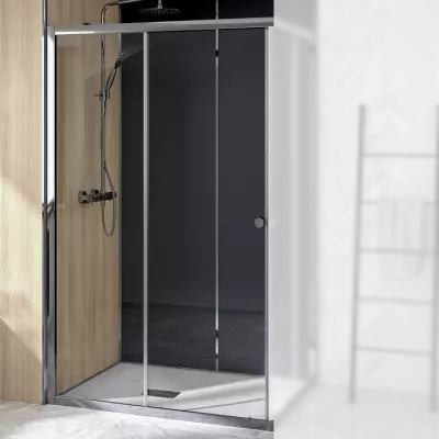 Porte coulissante Supra Angle Gauche 70cm profil� Chrom� verre Transparent - KINEDO R�f. PA1580CTNG