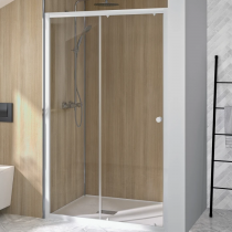 Porte coulissante Supra C 100cm profilé Blanc verre Transparent - KINEDO Réf. PA1540BTN