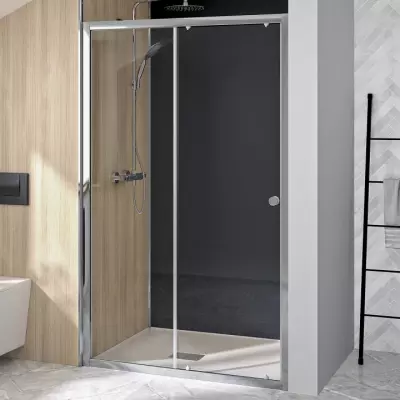 Porte coulissante Supra C 100cm profil� Chrom� verre Transparent  - KINEDO R�f. PA1540CTN