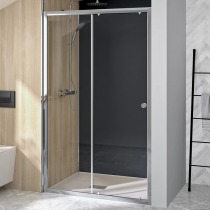 Porte coulissante Supra C 100cm profilé Chromé verre Transparent  - KINEDO Réf. PA1540CTN