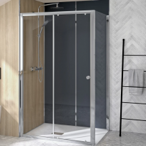 Porte coulissante Supra C 100cm profilé Chromé verre Transparent  - KINEDO Réf. PA1540CTN