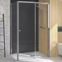 Porte coulissante Supra C sans seuil 100cm profilé Chromé verre transparent fixe à droite  - KINEDO Réf. PA2220CTND