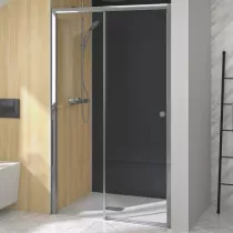 Porte coulissante Supra C sans seuil 100cm profilé Chromé verre transparent fixe à gauche - KINEDO Réf. PA2220CTNG