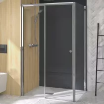 Porte coulissante Supra C sans seuil 100cm profilé Chromé verre transparent fixe à gauche - KINEDO Réf. PA2220CTNG