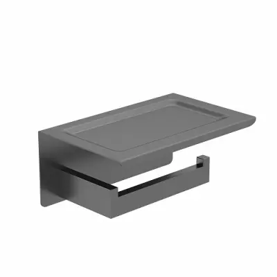 Porte-papier toilettes FLO� avec tablette Gun PVD - O\'DESIGN R�f. FPTSG