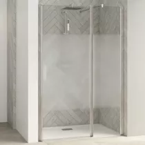 Porte pivotante + partie fixe Smart Design P 110cm verre Cosmos profilés Chromé  - KINEDO Réf. PA9050CCOE