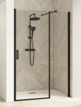 Porte pivotante + partie fixe Smart Design P 110cm verre transparent profilés Noir - KINEDO Réf. PA9050NTNE