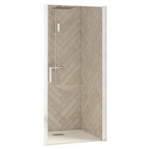 Porte pivotante + partie fixe Smart Design P 120cm verre transparent profilés Blanc- KINEDO Réf. PA9051BTNE