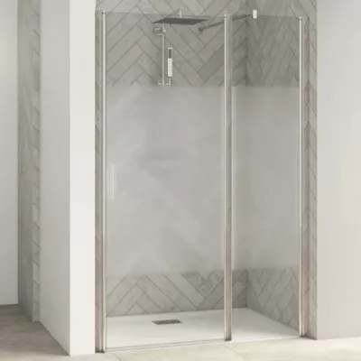 Porte pivotante + partie fixe Smart Design P 140cm verre Cosmos profil�s Chrom� - KINEDO R�f. PA9053CCOE
