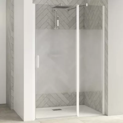 Porte pivotante + partie fixe Smart Design P 160cm verre Cosmos profil�s Blanc - KINEDO R�f. PA9055BCOE