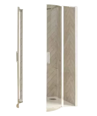 Porte pivotante 1/4 de rond Smart Design R/P 90x90cm verre transparent profil�s Blanc - KINEDO R�f. PA90198BTNE