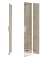 Porte pivotante 1/4 de rond Smart Design R/P 90x90cm verre transparent profilés Blanc - KINEDO Réf. PA90198BTNE
