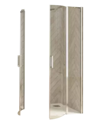 Porte pivotante 1/4 de rond Smart Design R/P 90x90cm verre transparent profil�s Chrom� - KINEDO R�f. PA90198CTNE