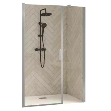 Porte pivotante centrale + partie fixe Smart Design 120cm verre transparent profil�s Chrom� -  KINEDO R�f. PA9061CTNE