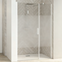 Porte pivotante centrale + partie fixe Smart Design 140cm verre Cosmos profilés Blanc - KINEDO Réf. PA9063BCOE