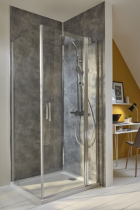 Porte pivotante Contra 110cm à installer en angle verre Transparent profilé Chromé - Jacob Delafon Réf. E22T111-GA