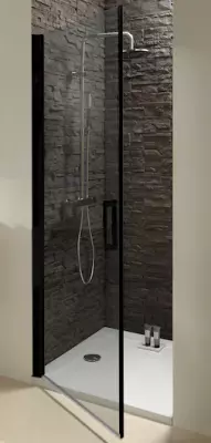 Porte pivotante Contra 120cm Niche verre teint� Gris profil� Noir mat - Jacob Delafon R�f. E22T120-BL