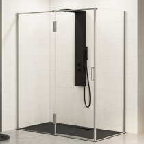 Porte pivotante Ekinox P+F 140cm profilé Inox brossé / charnières à gauche / pour paroi retour - KINEDO Réf. PA4245ITNEG