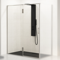 Porte pivotante Ekinox P+F 140cm profilé Inox brossé / charnières à gauche / pour paroi retour - KINEDO Réf. PA4245ITNEG