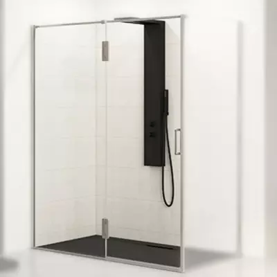 Porte pivotante Ekinox P+F 160cm profil� Inox bross� / charni�res � gauche / pour paroi retour - KINEDO R�f. PA4246ITNEG