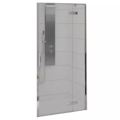 Porte pivotante Kinestyle P 100cm charni�res � droite verre transparent profil�s chrom� - KINEDO R�f. PA1783CTNED