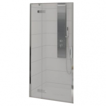 Porte pivotante Kinestyle P 100cm charnières à gauche verre transparent profilés chromé - KINEDO Réf. PA1783CTNEG