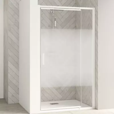 Porte pivotante Smart Design Extensible avec seuil 77/90cm profil� Blanc verre Cosmos - KINEDO R�f. PA9201BCOE
