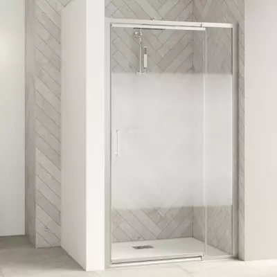 Porte pivotante Smart Design Extensible avec seuil 77/90cm profil� Chrom� verre Cosmos - KINEDO R�f. PA9201CCOE