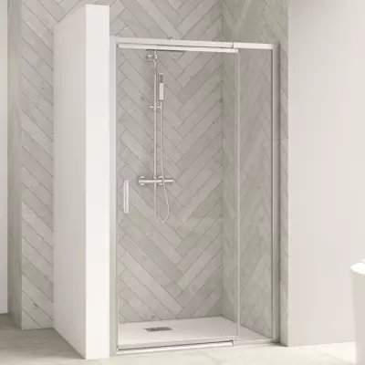 Porte pivotante Smart Design Extensible avec seuil 97/110cm profil� Chrom� verre transparent  - KINEDO R�f. PA9203CTNE