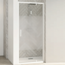 Porte pivotante Smart Design P 100cm verre Cosmos profilés Blanc  - KINEDO Réf. PA90206BCOE