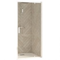 Porte pivotante Smart Design P 100cm verre transparent profilés Blanc - KINEDO Réf. PA90206BTNE