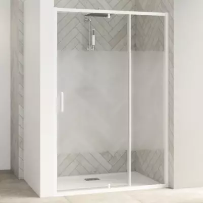 Porte pivotante Smart Design P 140cm verre Cosmos profil�s Blanc - KINEDO R�f. PA90213BCOE