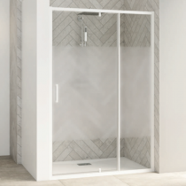 Porte pivotante Smart Design P 140cm verre Cosmos profilés Blanc - KINEDO Réf. PA90213BCOE