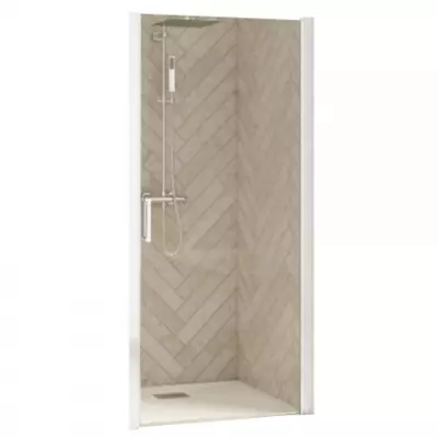 Porte pivotante Smart Design P 75cm verre transparent profil�s Blanc - KINEDO R�f. PA9041BTNE