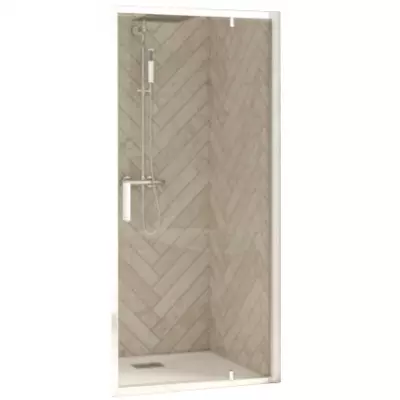 Porte pivotante Smart Design P 80cm verre transparent profil�s Blanc - KINEDO R�f. PA90202BTNE