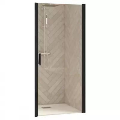Porte pivotante Smart Design P 85cm verre transparent profil�s Noir - KINEDO R�f. PA9043NTNE
