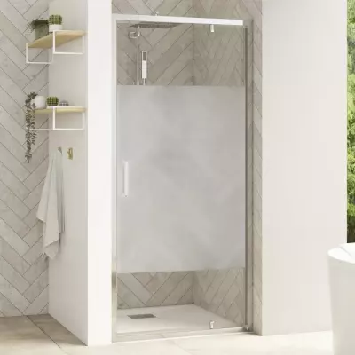 Porte pivotante Smart Design P 90cm verre Cosmos profil�s Chrom� - KINEDO R�f. PA90204CCOE