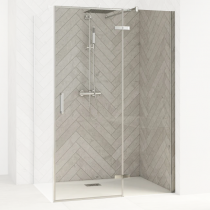 Porte pivotante Smart Design P sans seuil 120cm Profilés Chromé verre transparent - Charnières à droite  - KINEDO Réf. PA1614CTN