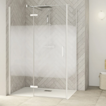 Porte pivotante Smart Design P sans seuil 130cm Profilés blanc verre Cosmos - Charnières à gauche - KINEDO Réf. PA1615BCOEG