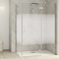 Porte pivotante Smart Design P sans seuil 130cm Profilés Chromé verre Cosmos - Charnières à droite - KINEDO Réf. PA1615CCOED