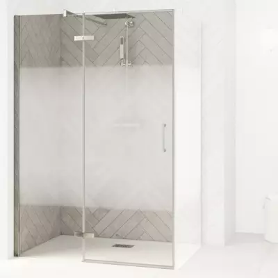 Porte pivotante Smart Design P sans seuil 140cm Profil�s Chrom� verre Cosmos - Charni�res � gauche - KINEDO R�f. PA1616CCOEG