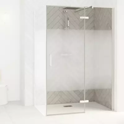 Porte pivotante Smart Design P sans seuil 150cm Profil�s blanc verre Cosmos - Charni�res � droite  - KINEDO R�f. PA1617BCOED